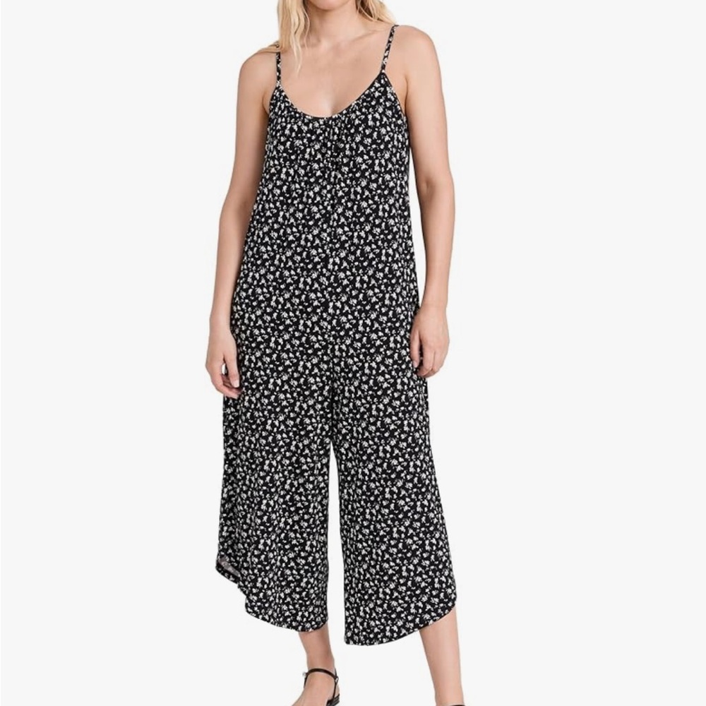 Z Supply Black and Cream Floral romper
